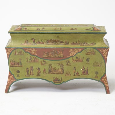 Lot 62 - Italian Rococo Style Green Painted and Decoupage Chest