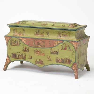 Lot 62 - Italian Rococo Style Green Painted and Decoupage Chest