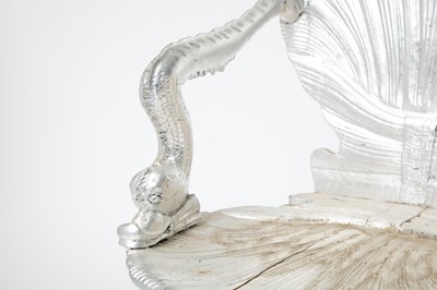 Lot 67 - Italian Metallic Painted Wood Grotto Armchair