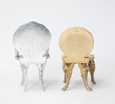 Lot 67 - Italian Metallic Painted Wood Grotto Armchair