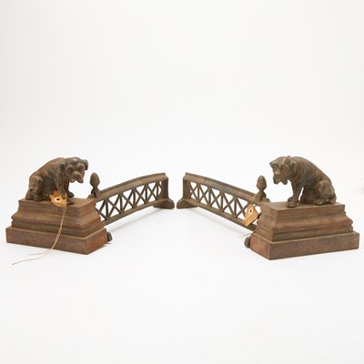 Lot 68 - Pair of Continental Dog-Form Iron Chenets