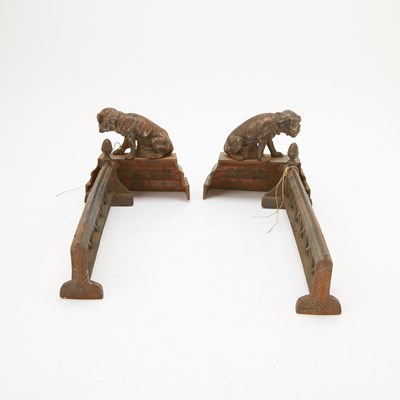 Lot 68 - Pair of Continental Dog-Form Iron Chenets