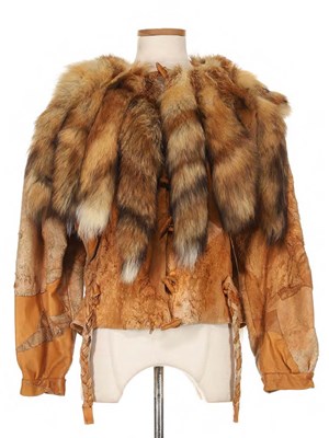 Lot 123 - Two-Tone Tan Leather Fox Tail Lined Jacket