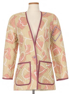 Lot 25 - Jeanne Marc Beige, Pink and Mauve Cotton Printed Patch Blazer