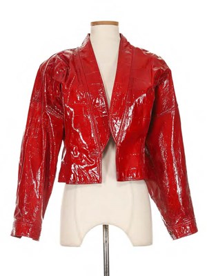 Lot 583 - Emanuel Ungaro Crocodile Embossed Red Patent Leather Jacket