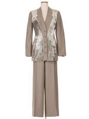 Lot 587 - Gianfranco Ferre Grey Wool and Velvet Suit