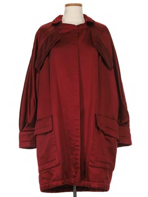 Lot 234 - Christian Dior Haute Couture Wine Red Silk Wool Lined Front Car Coat