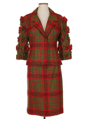 Lot 564 - Galanos Green, Red and Black Plaid Wool Ensemble