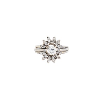 Lot 1194 - White Gold and Diamond Ring and Ring Jacket