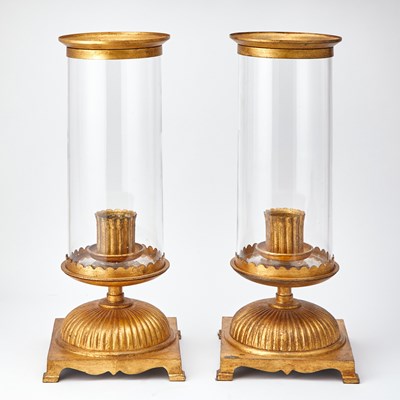Lot 169 - Pair of Gilt-Metal and Glass Photophores