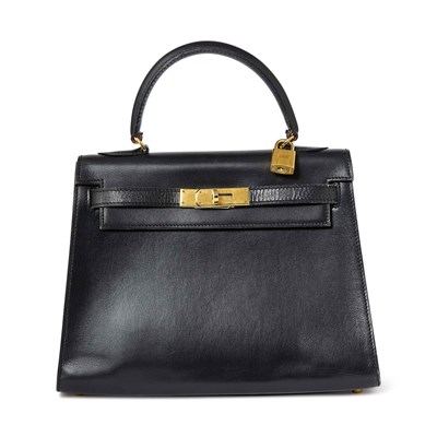 Lot 145 - Hermès Black Box Leather 'Kelly 28' Bag