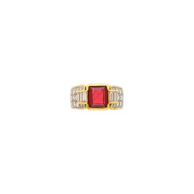 Lot 80 - Gold, Red Spinel and Diamond Ring