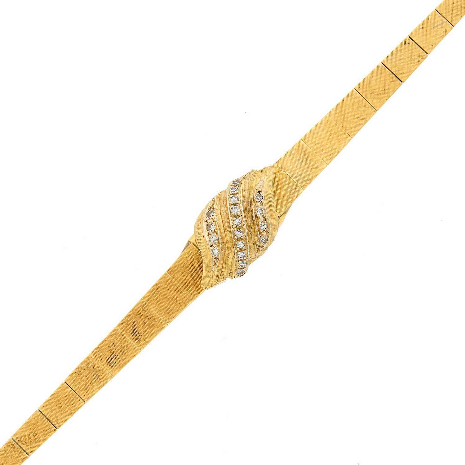 Lot 2188 - Gold and Diamond Bracelet-Watch