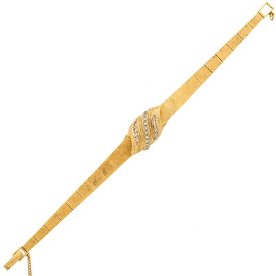 Lot 2188 - Gold and Diamond Bracelet-Watch