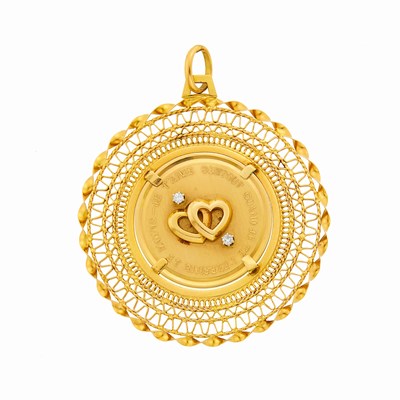 Lot 3185 - Gold and Diamond Pendant