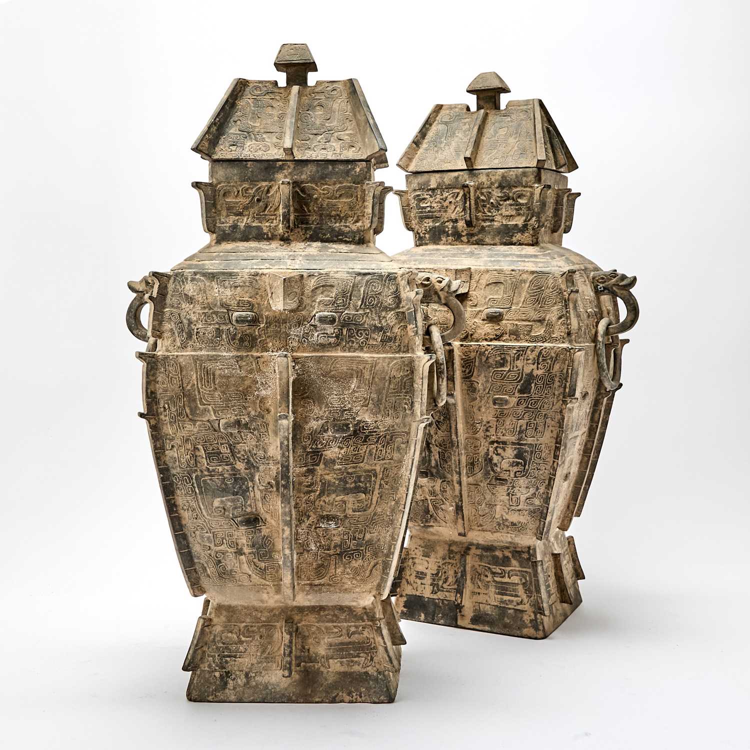 Lot 131 - Pair of Large Chinese Archaistic Pottery Vessels