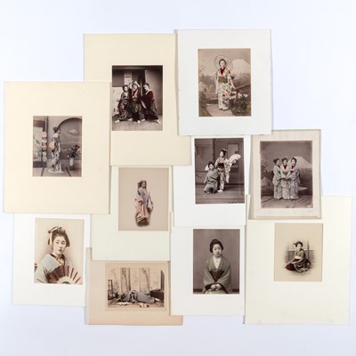 Lot 248 - A Group of Japanese Hand-tinted Photographs Depicting Subjects of Beauty