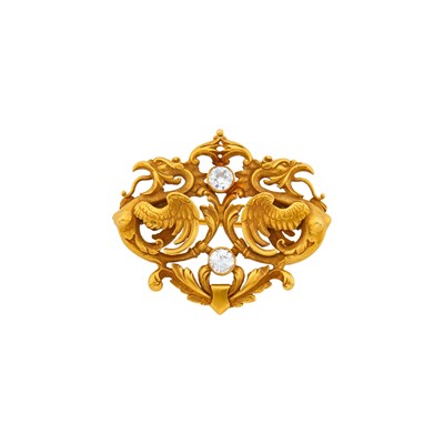 Lot 110 - Antique Gold and Diamond Dragon Brooch