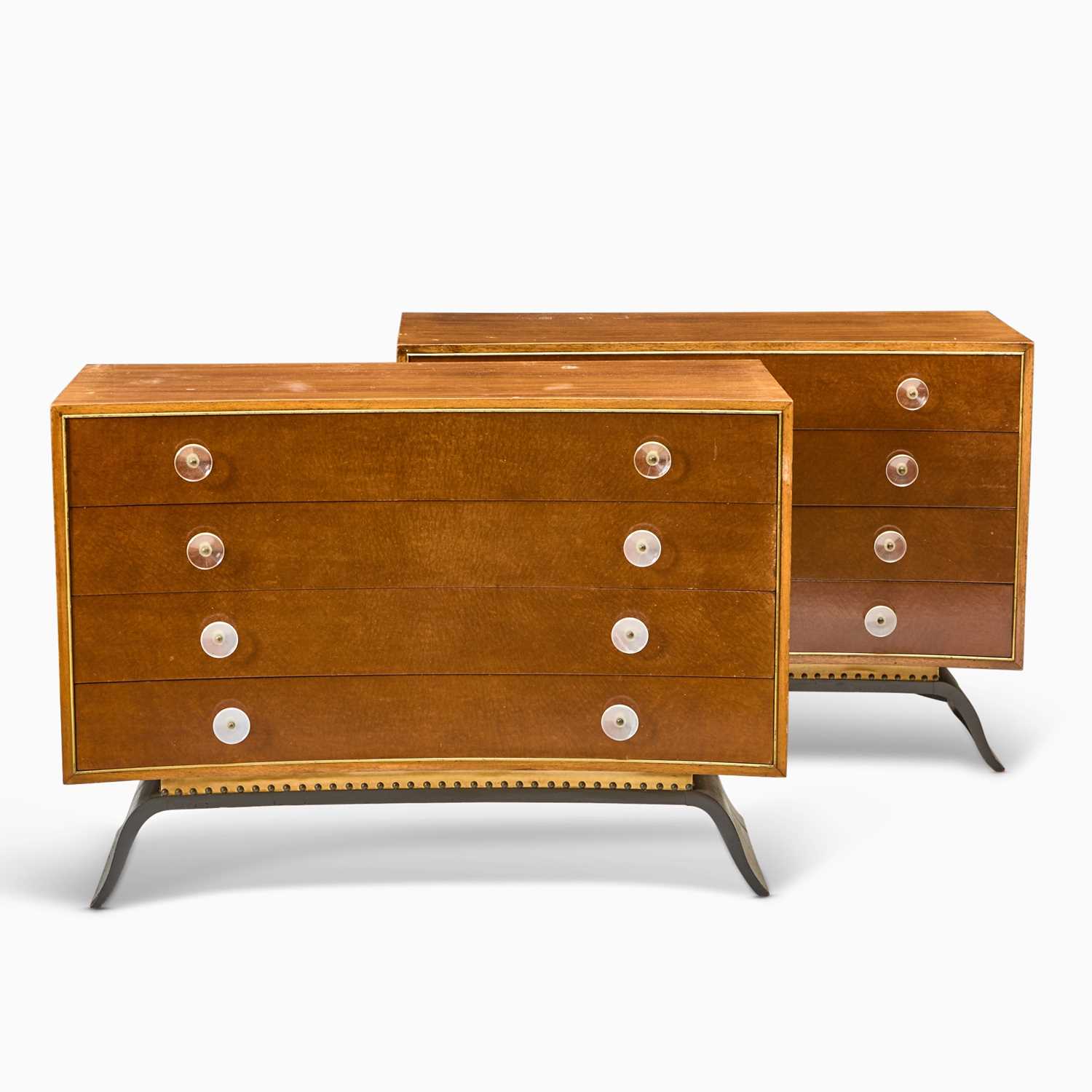 Lot 723 - Pair of Gilbert Rohde Mahogany, Burlwood and Part Ebonized Model No. 3920 Chests of Drawers
