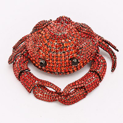 Lot 161 - Bettina Von Walhof Red Rhinestone Crab Brooch