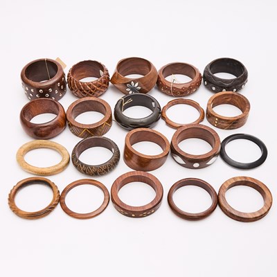 Lot 570 - Group of Twenty Wood Bangle Bracelets