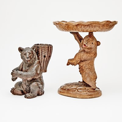 Lot 304 - Two Black Forest Carved Wood Bear Table Articles