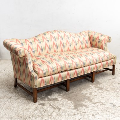 Lot 25 - George III Style Upholstered Stained Wood Sofa