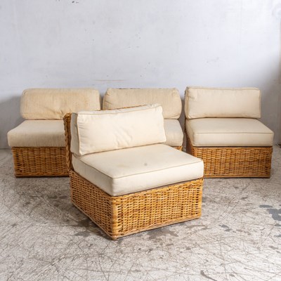 Lot 166 - Set of Four Wicker Outdoor Chairs