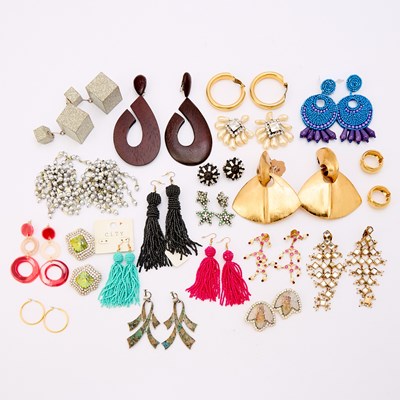 Lot 614 - Group of Twenty Pairs of Costume Earrings