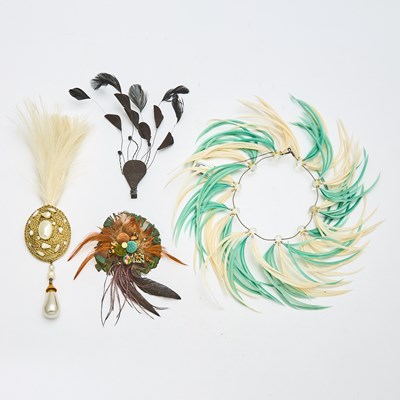 Lot 616 - Group of Feather Embellished Costume Jewelry