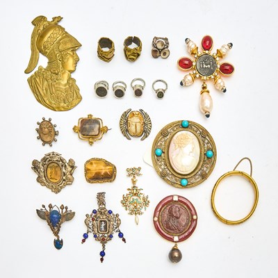 Lot 154 - Group of Grand Tour Style Intaglio and Metal Costume Jewelry