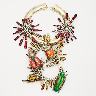 Lot 217 - Glass, Rhinestone and Metal Statement Costume Necklace