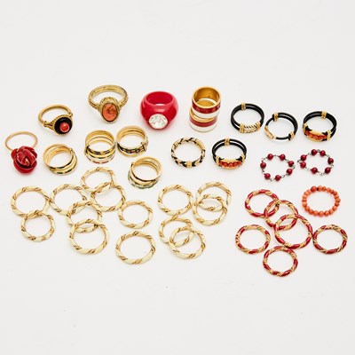 Lot 651 - Group of Metal and Enamel Costume Rings