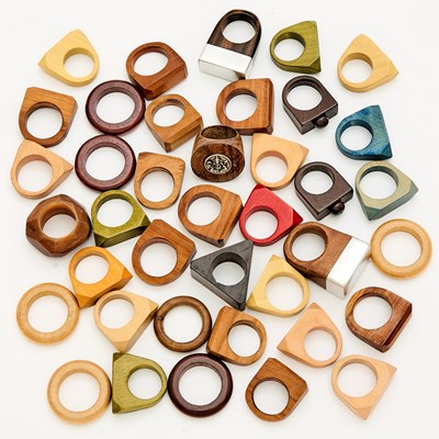 Lot 656 - Group of Wood Costume Rings