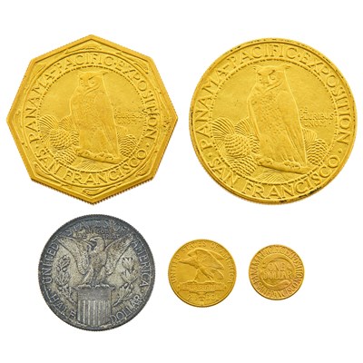 Lot 512 - United States 1915-S Panama-Pacific Five Piece Set in Presentation Case