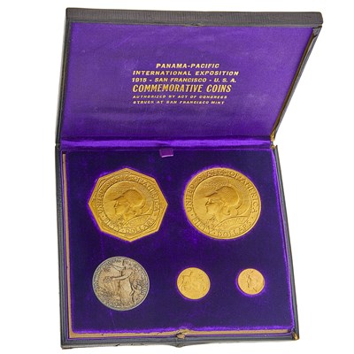 Lot 512 - United States 1915-S Panama-Pacific Five Piece Set in Presentation Case