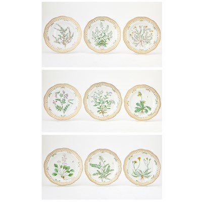 Lot 689 - Set of Nine Royal Copenhagen Flora Danica Porcelain Luncheon and Dinner Plates