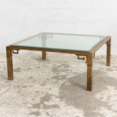 Lot 36 - Mid Century Modern Brass Glass Top Coffee Table