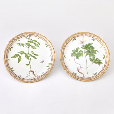 Lot 686 - Set of Two Royal Copenhagen Flora Danica Porcelain Circular Trays