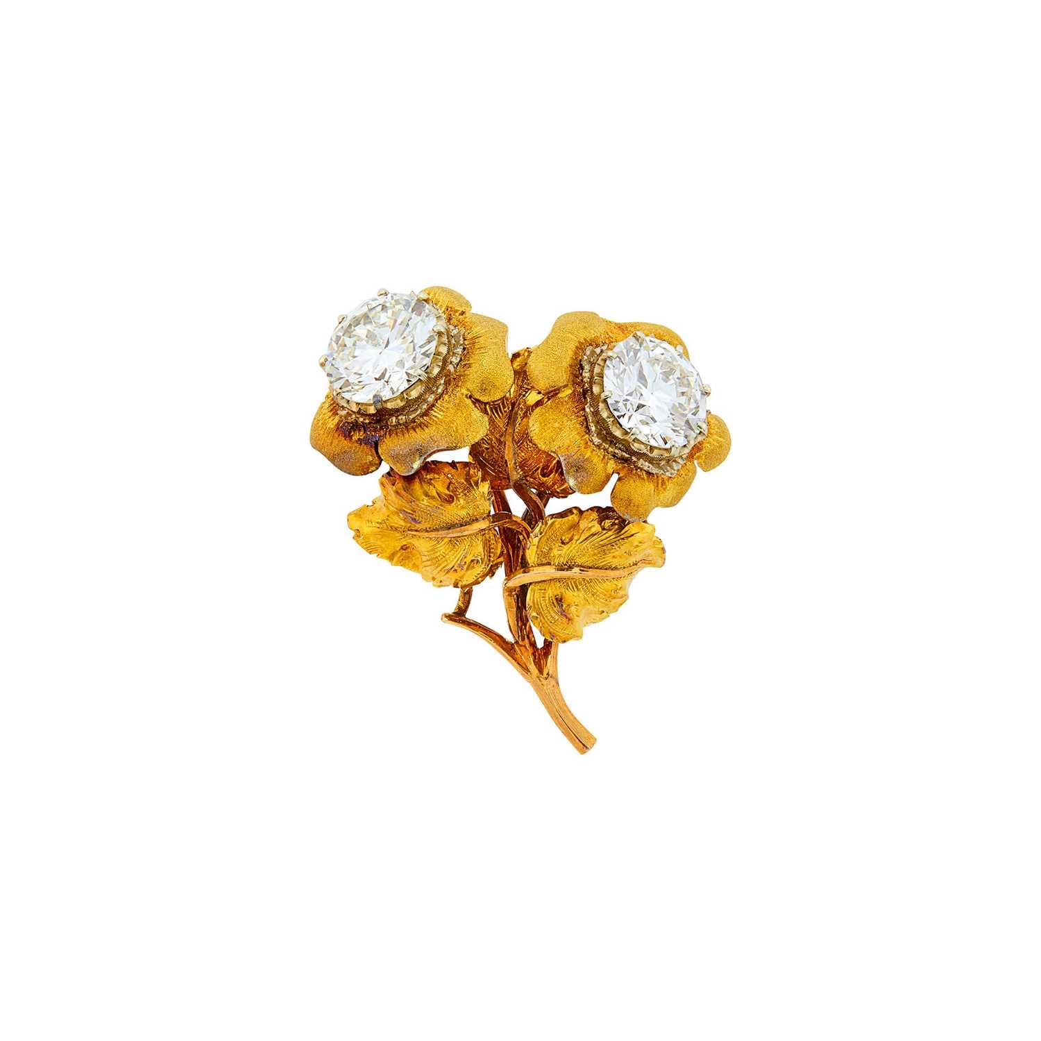 Lot 115 - Buccellati Tricolor Gold and Diamond Flower Clip