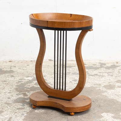 Lot 43 - Austrian Biedermeier Maple and Ebonized Lyre-Form Side Table