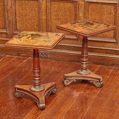 Lot 519 - Pair of Regency Bronze Mounted Rosewood Chinoiserie Decorated Tables