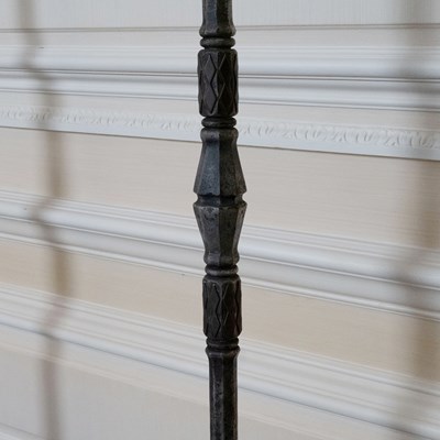 Lot 521 - Pair of Gothic Style Patinated Bronze and Sienna Marble Five-Light Torcheres