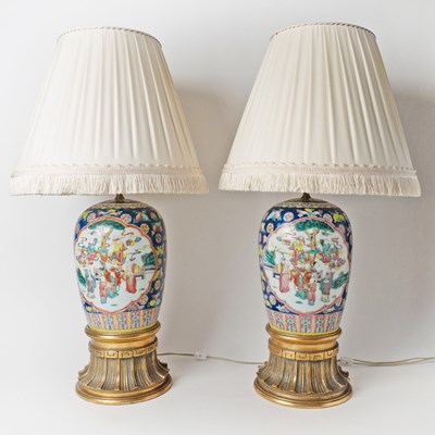 Lot 522 - Pair of Chinese Porcelain Vases Mounted into Lamps