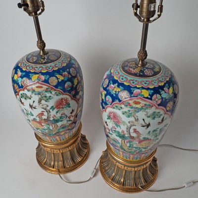 Lot 522 - Pair of Chinese Porcelain Vases Mounted into Lamps