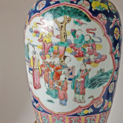 Lot 522 - Pair of Chinese Porcelain Vases Mounted into Lamps