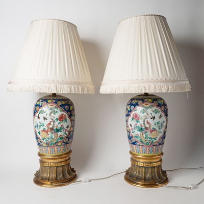 Lot 522 - Pair of Chinese Porcelain Vases Mounted into Lamps