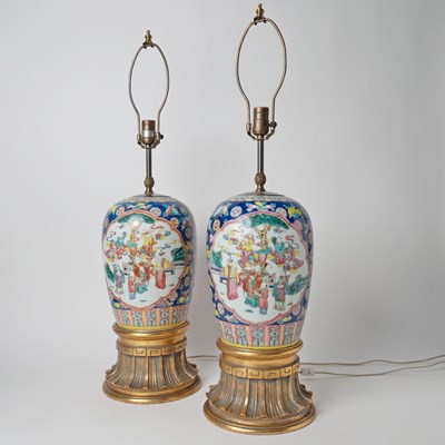 Lot 522 - Pair of Chinese Porcelain Vases Mounted into Lamps