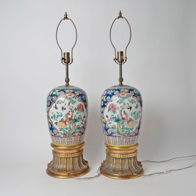 Lot 522 - Pair of Chinese Porcelain Vases Mounted into Lamps