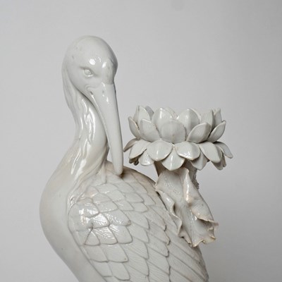 Lot 523 - Pair of Blanc de Chine Porcelain Figures of Cranes